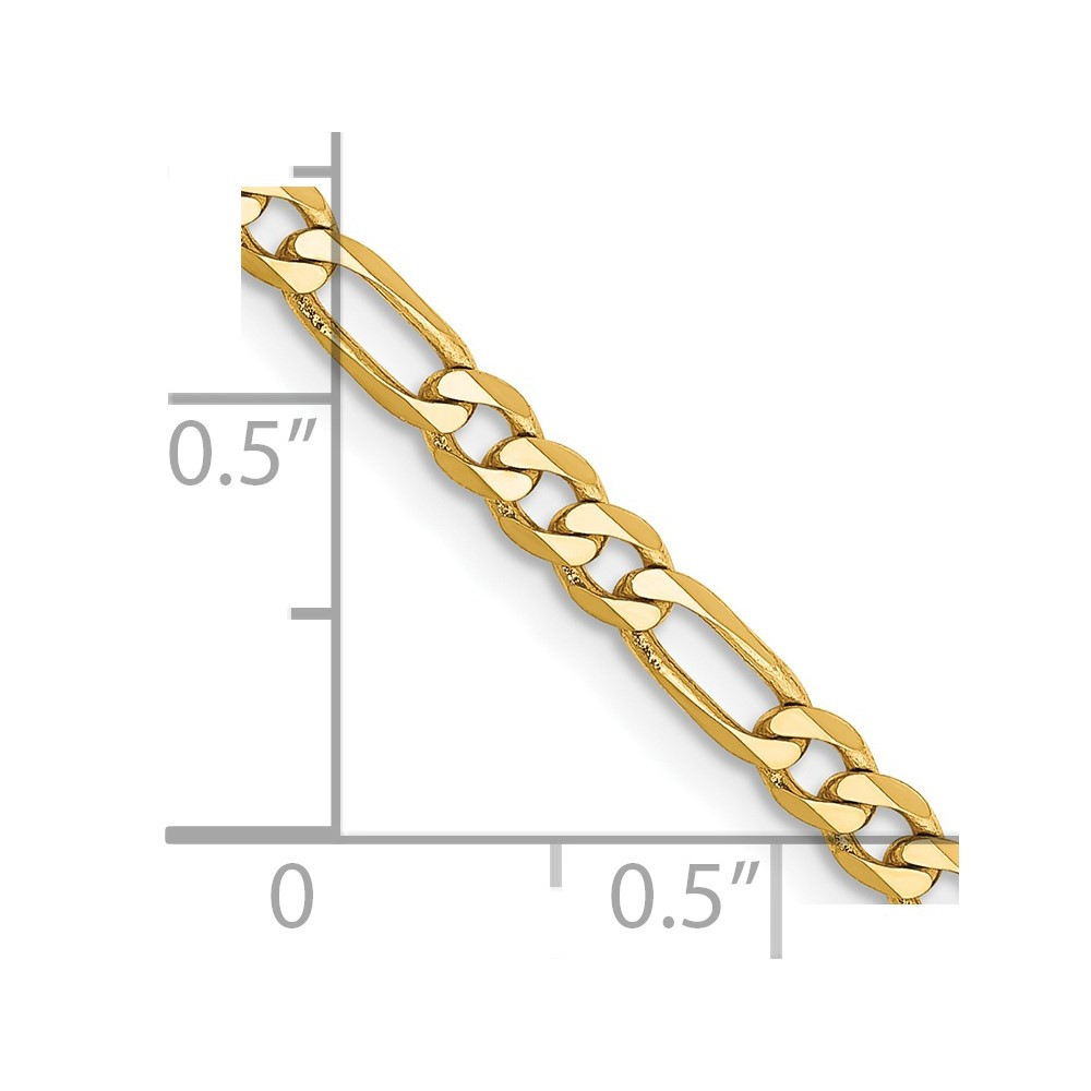 14k Yellow Gold 3.00mm Flat Figaro Link Chain Bracelet 7 Inch