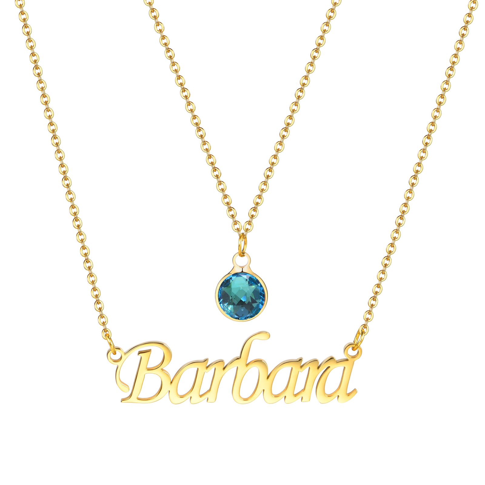 Vnox Personalized Name Necklace Custom Birthstone Pendant Stainless Steel Chain