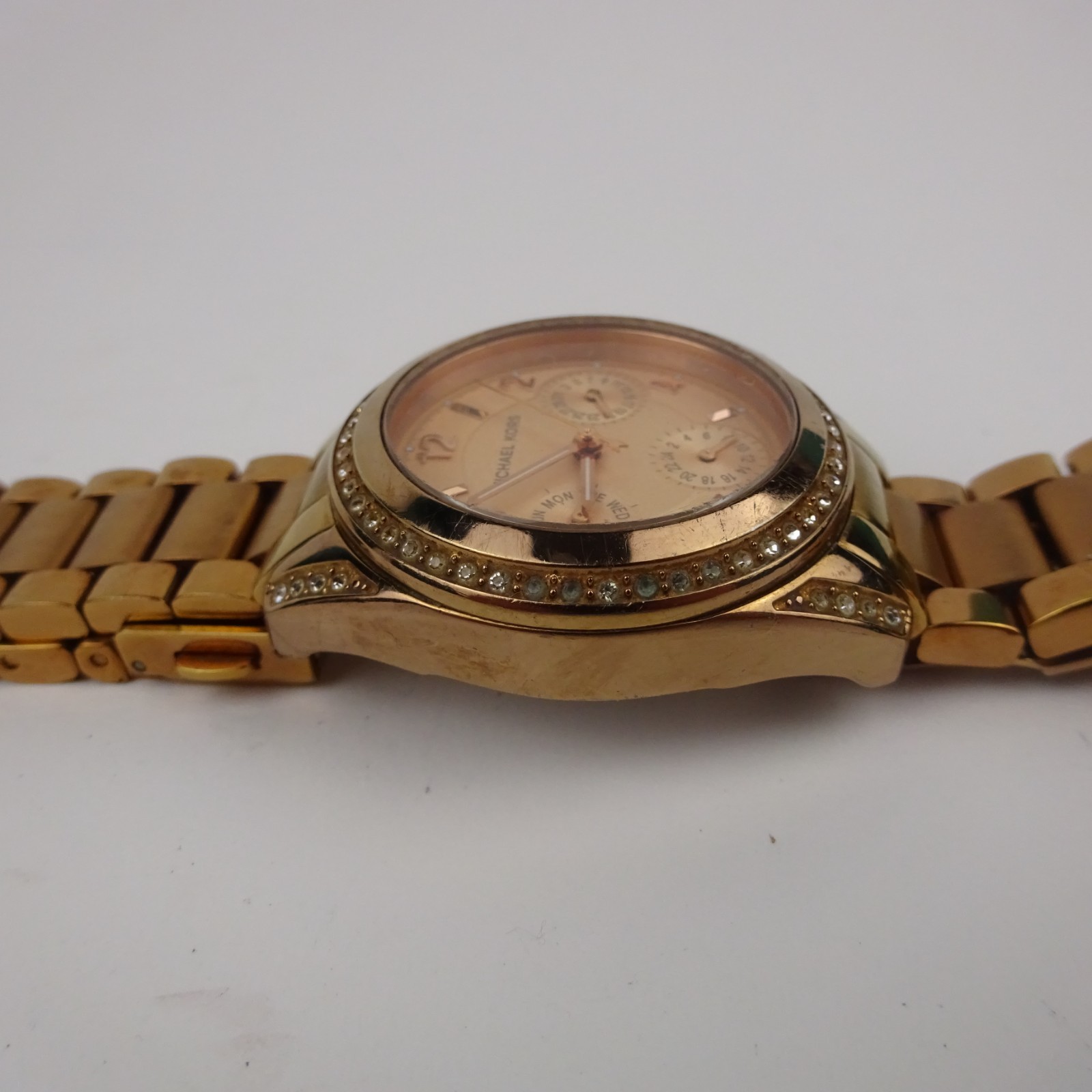 Michael Kors MK5613 Rose Gold Tone Day Date Gem Set VERY SMALL SIZE 15.5cm