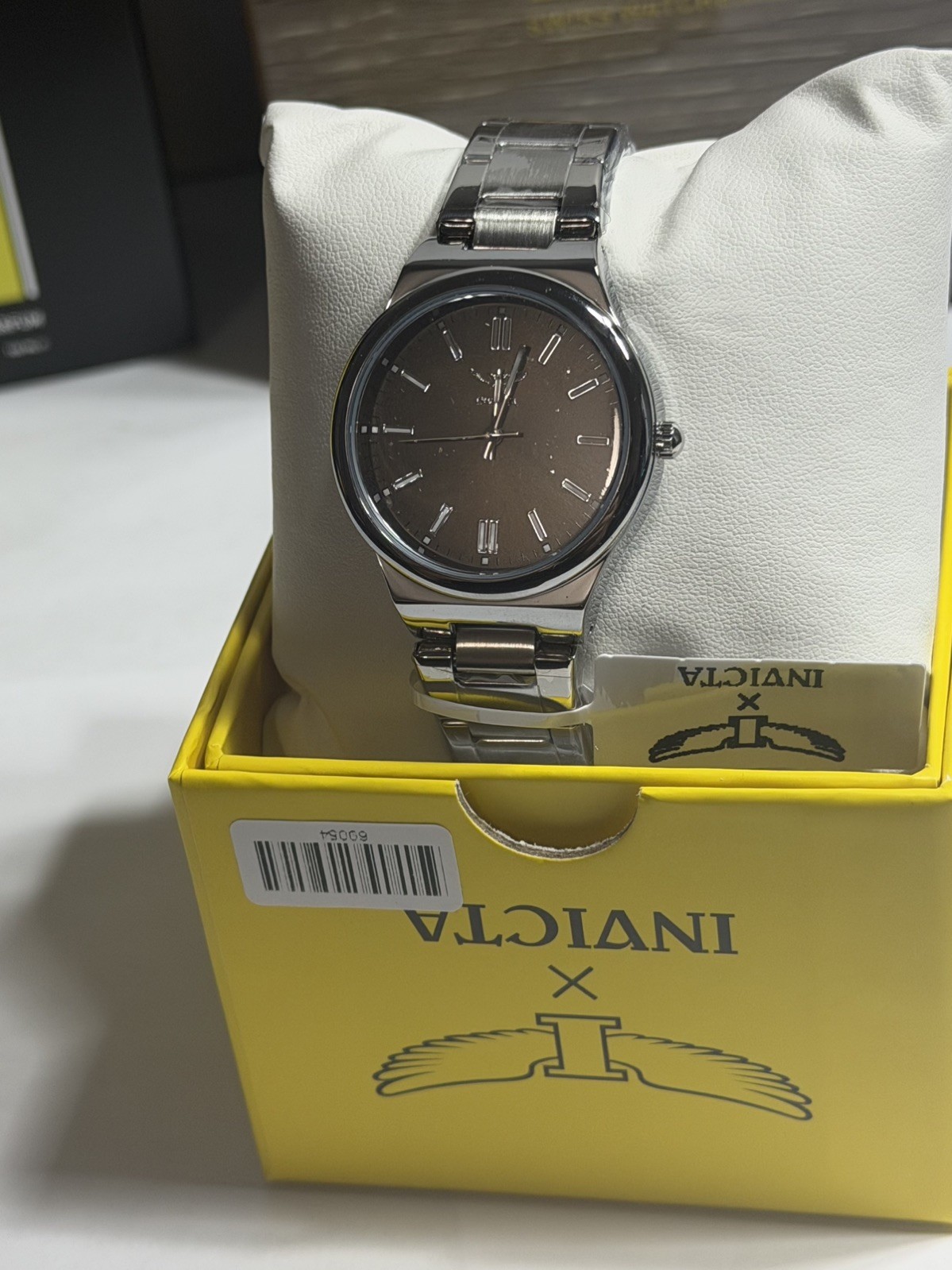 Mens Invicta Stainless Steel Watch With Glossy Chocolate Dial 69054