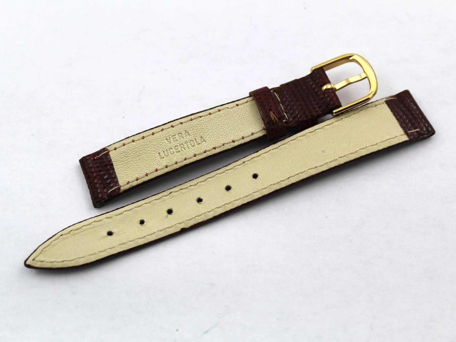 Genuine Lizard Brown Laminated Steel Buckle Watch Straps Various Sizes