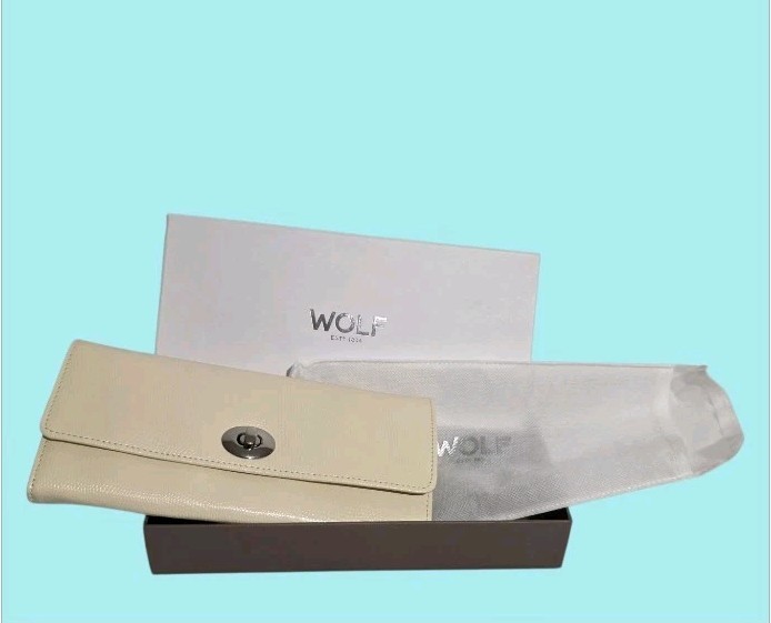 WOLF 1834 London Travel Jewelry Roll Case Cream Leather Full Set Anti-Tarnish
