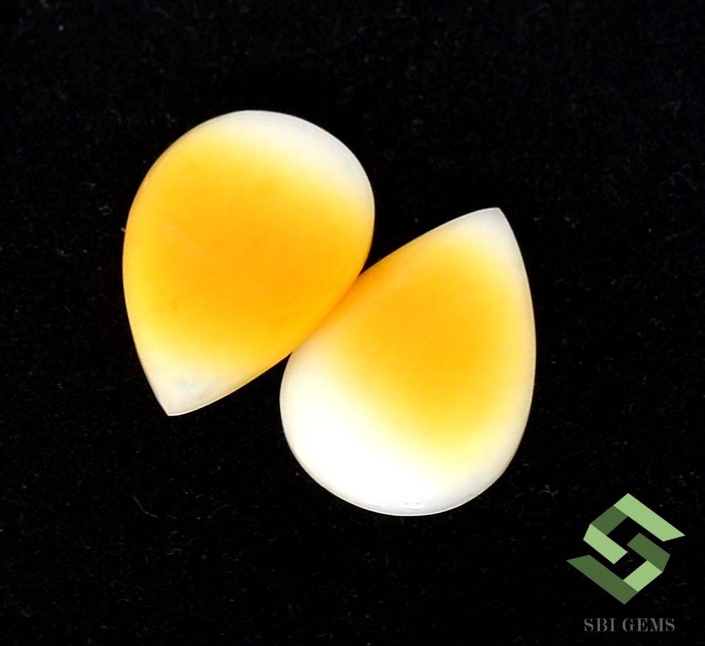 17×12 mm Natural Ethiopian Opal Pear Cabochon Pair 5.29 CTS Loose Gemstones