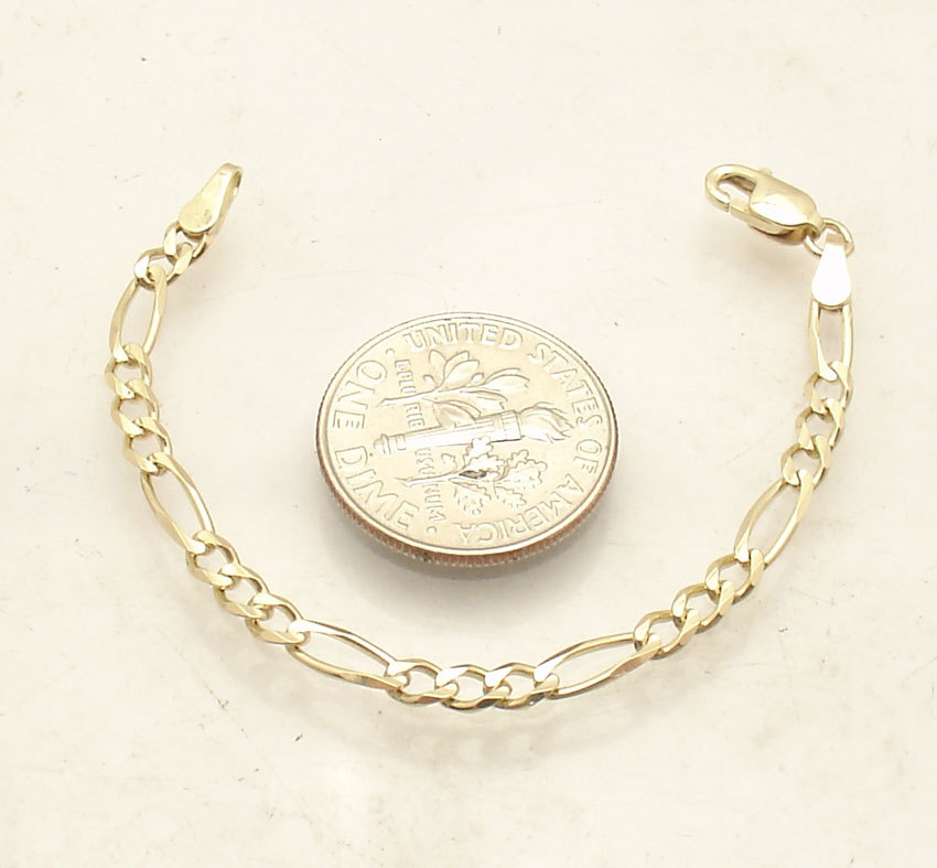 3mm Solid Figaro Chain Necklace Bracelet Extender Extension Real 14K Yellow Gold