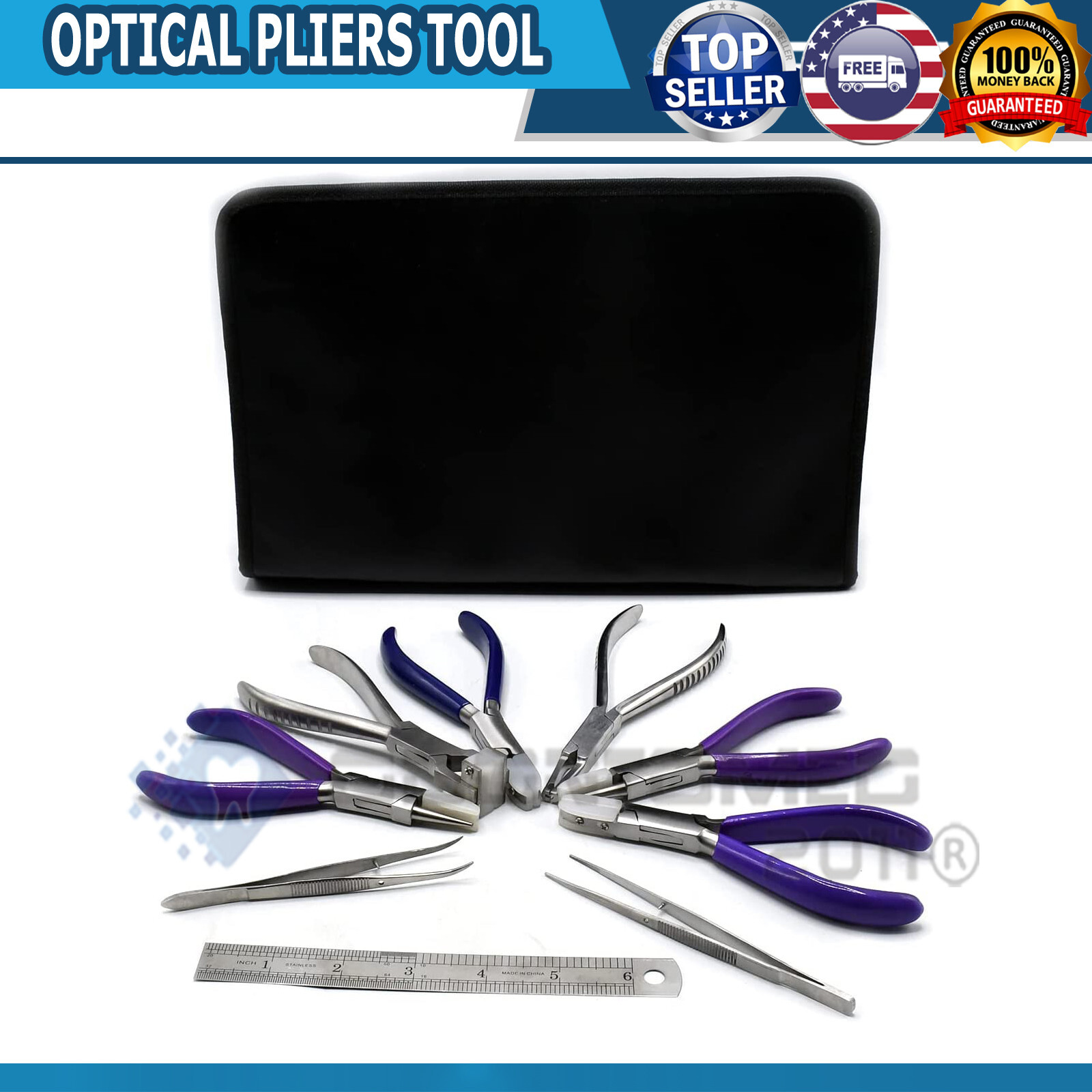 ODM 9 ADJUSTING Eyeglass Optical ! Optician Tools Pliers Bent Nose Rimless set