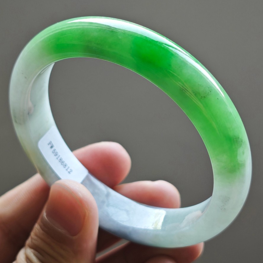 61mm Natural Green Purple Jadeite Jade Bangle Bracelet Burma Jade Bangle 3231