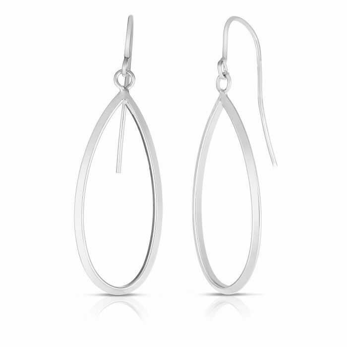 1 5/8″ Graduated Open Oval Dangle Drop Earrings Real 14K White Gold 1.0gr