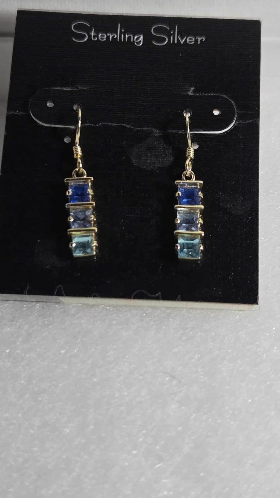 New Marsala 3 Toned Sapphire Drop Dangled 925 Pierced Earrings See MM’S in pics
