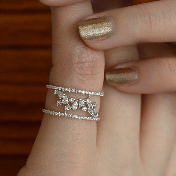 925 silver Wrap Fashion Simulated Diamond Statement Cocktail ring Wedding Band
