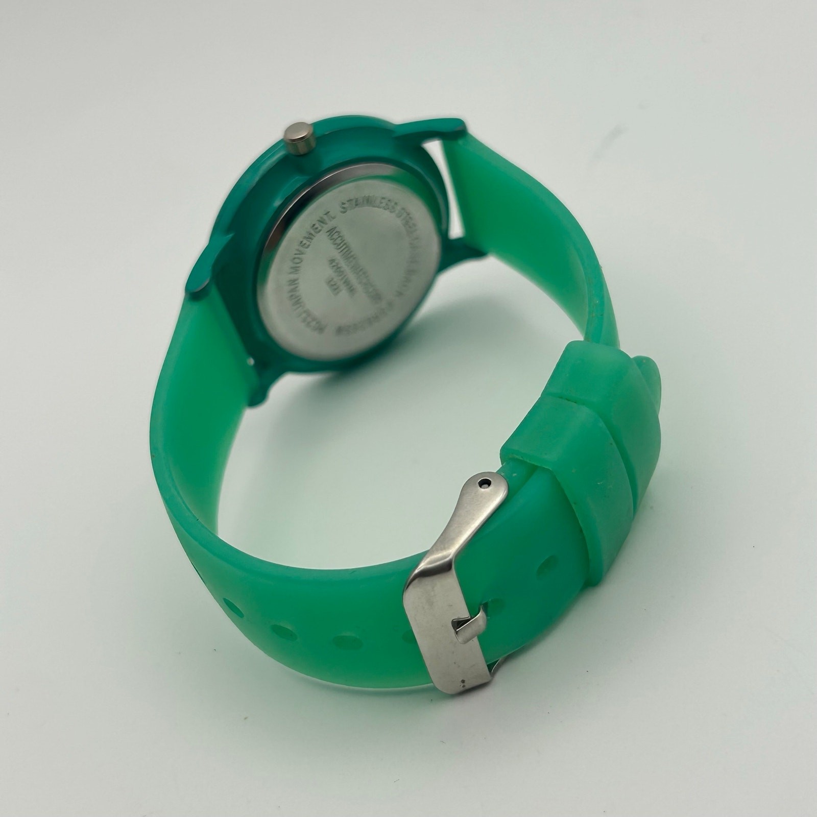 Accutime Watch Corp Mint Green Silicon Band St. Steel Working New Battery