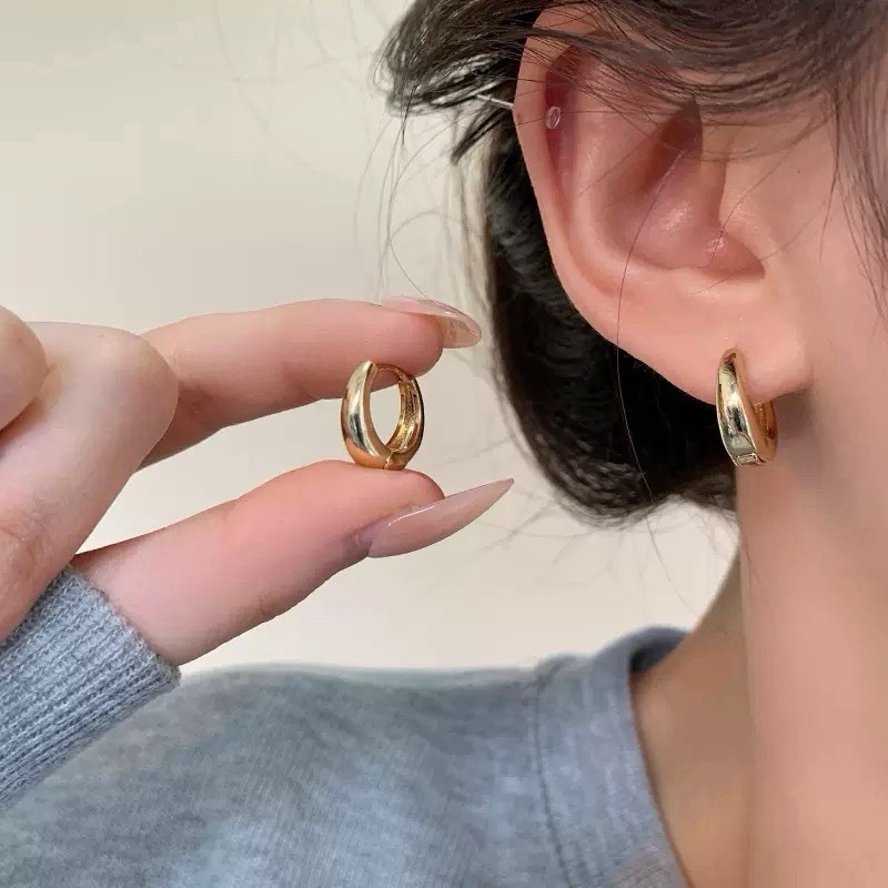 11mm 18K Gold Plated Chunky Huggie Hoop Earrings Small Thick Hoop Earrings 151