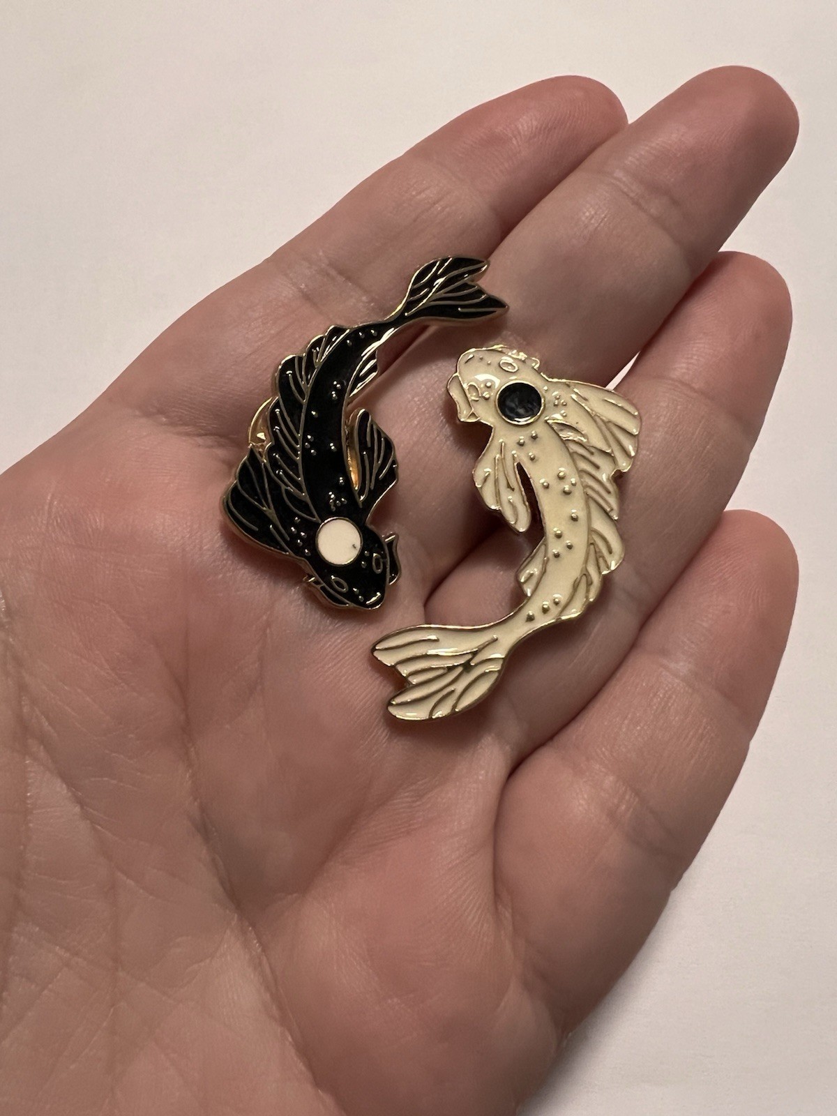 Yin and Yang Koi Enamel Pin Set