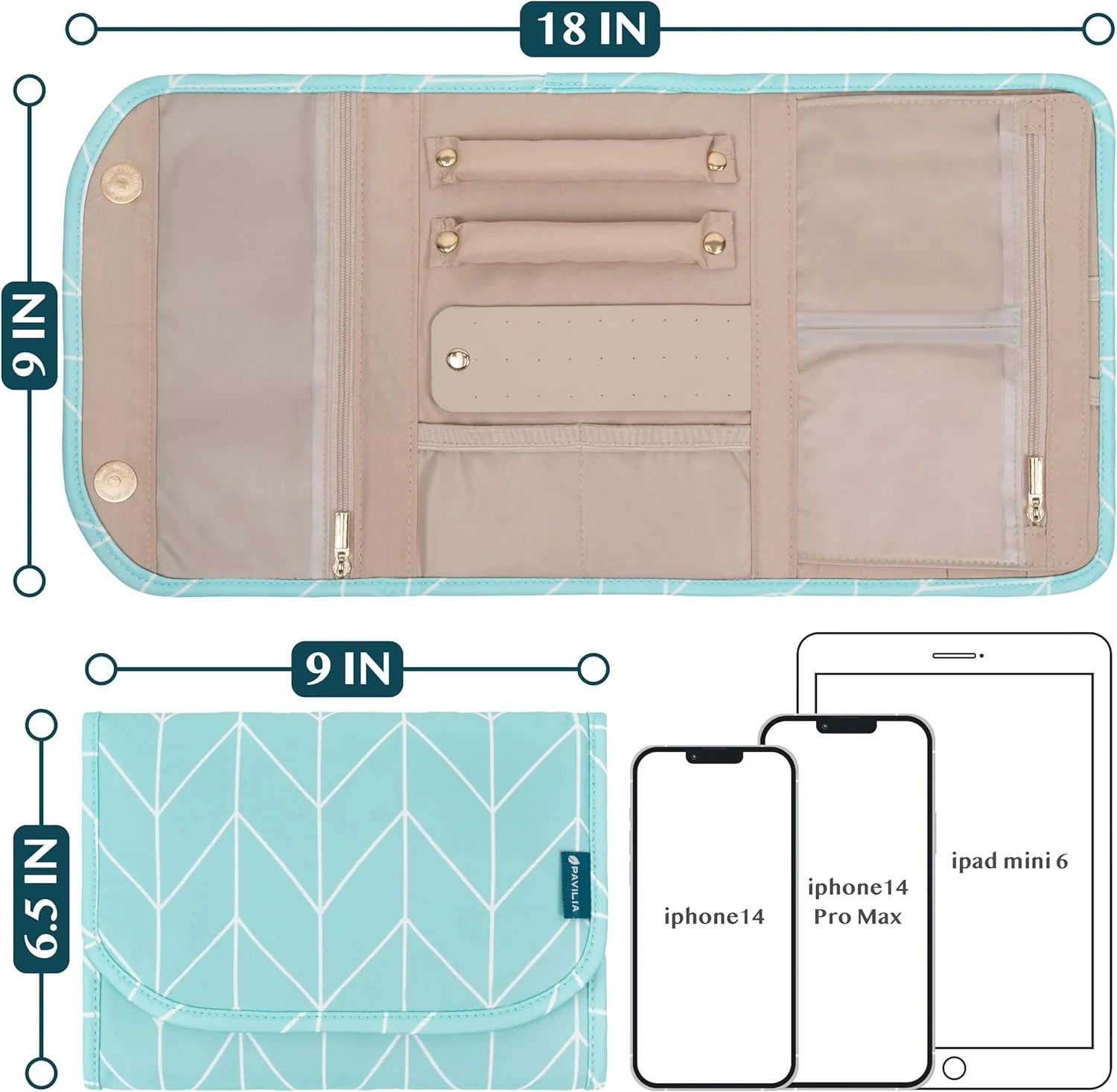 Travel Jewelry Case Organizer, Foldable Jewelry Travel Roll Bag, Small Jewelry T