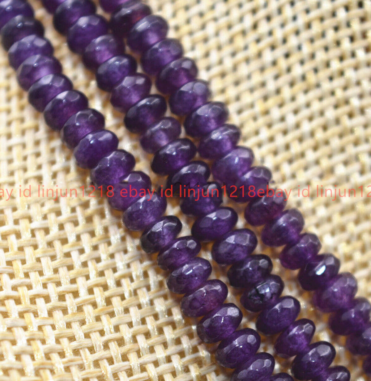 3 Rows 2X4mm Faceted Amethyst Gemstone Roundel Beads Necklace 17-19″