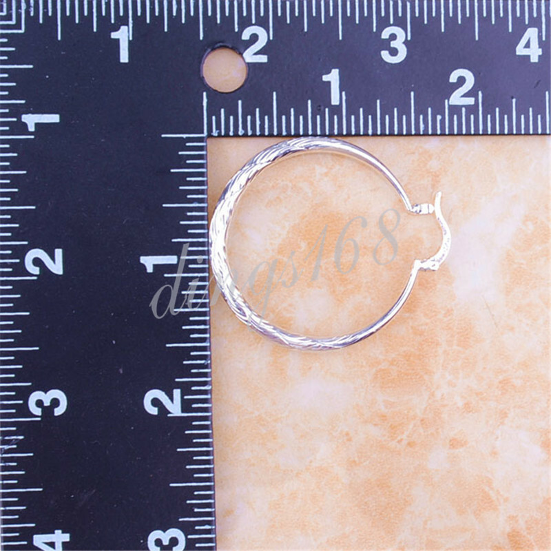 Women’s Classic 925 Sterling Silver 1.5inch Medium-Size Round Hoop Earrings H904