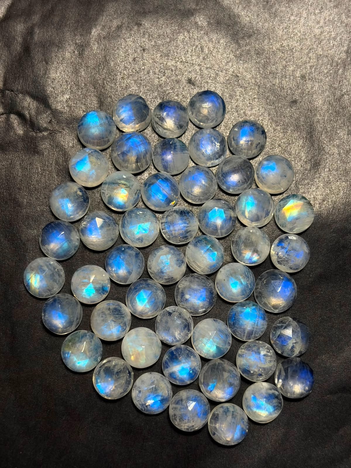 Rainbow Moonstone A One Quality 7 mm Natural Moonstone Rose Cut Loose Gemstone