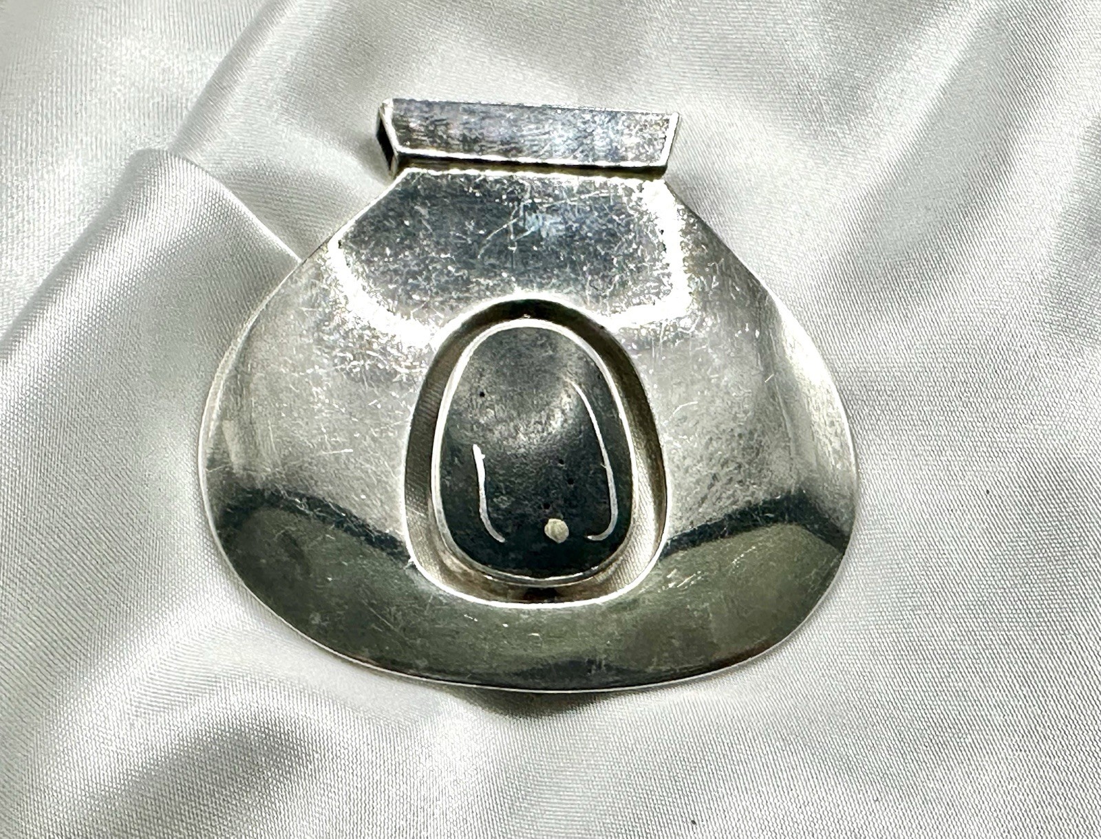 Sterling Silver 925 Reversable Spin Vintage Modernist FLIP Pendant Handmade