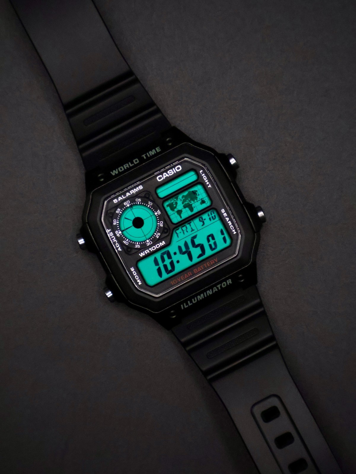 “Radar” | Custom Casio World Time | Royale | AE-1200WH | 🟢 |NEW HB Watch MOD