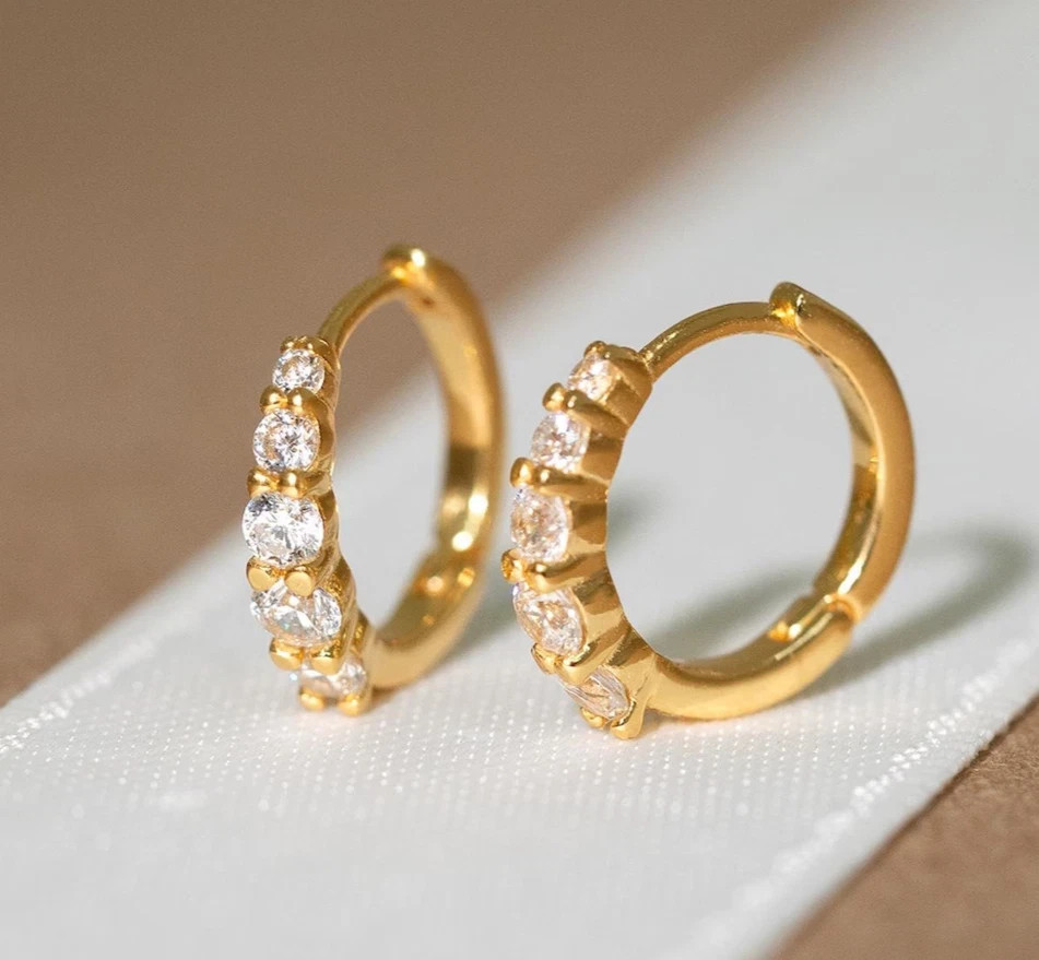 14k Yellow Gold 0.50CT Round Cut Lab Grown Diamond E Huggie Hoops Earrings