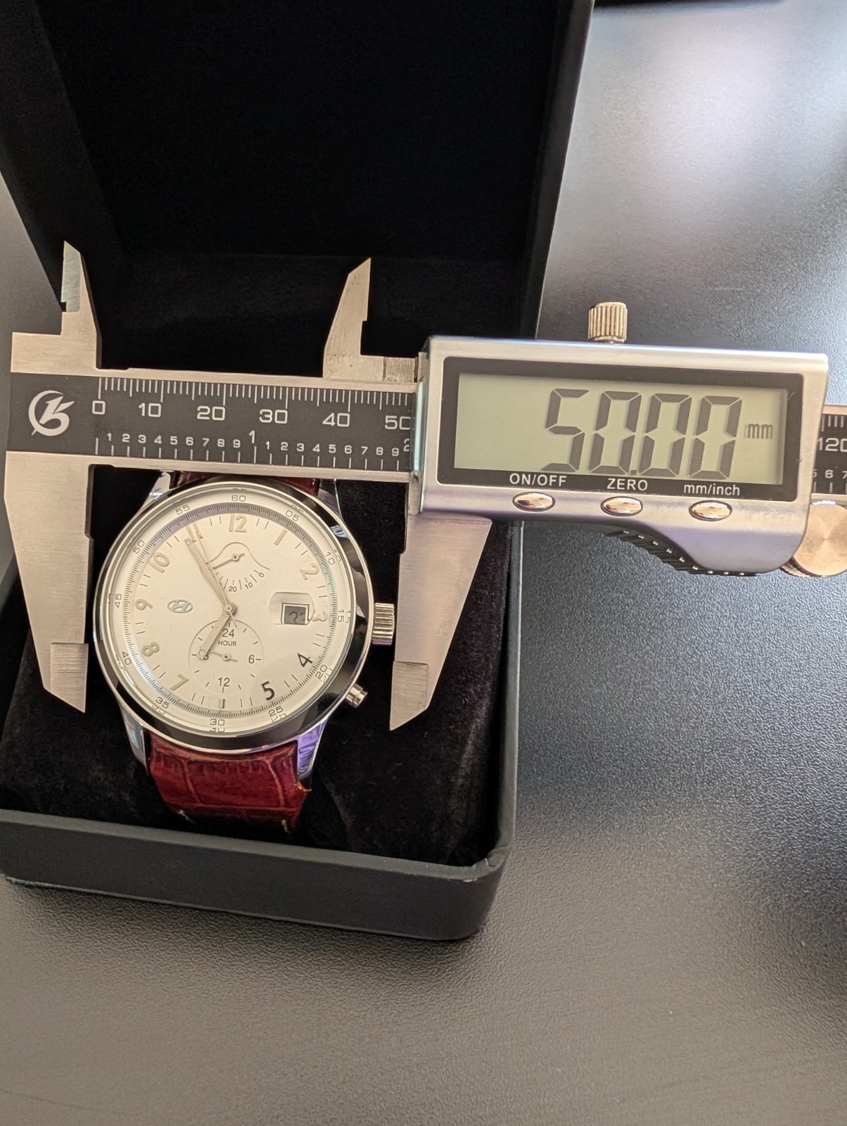 Hyundai Automatic Mechanical Watch Power Reserve Date 10ATM Exhibition Back Box