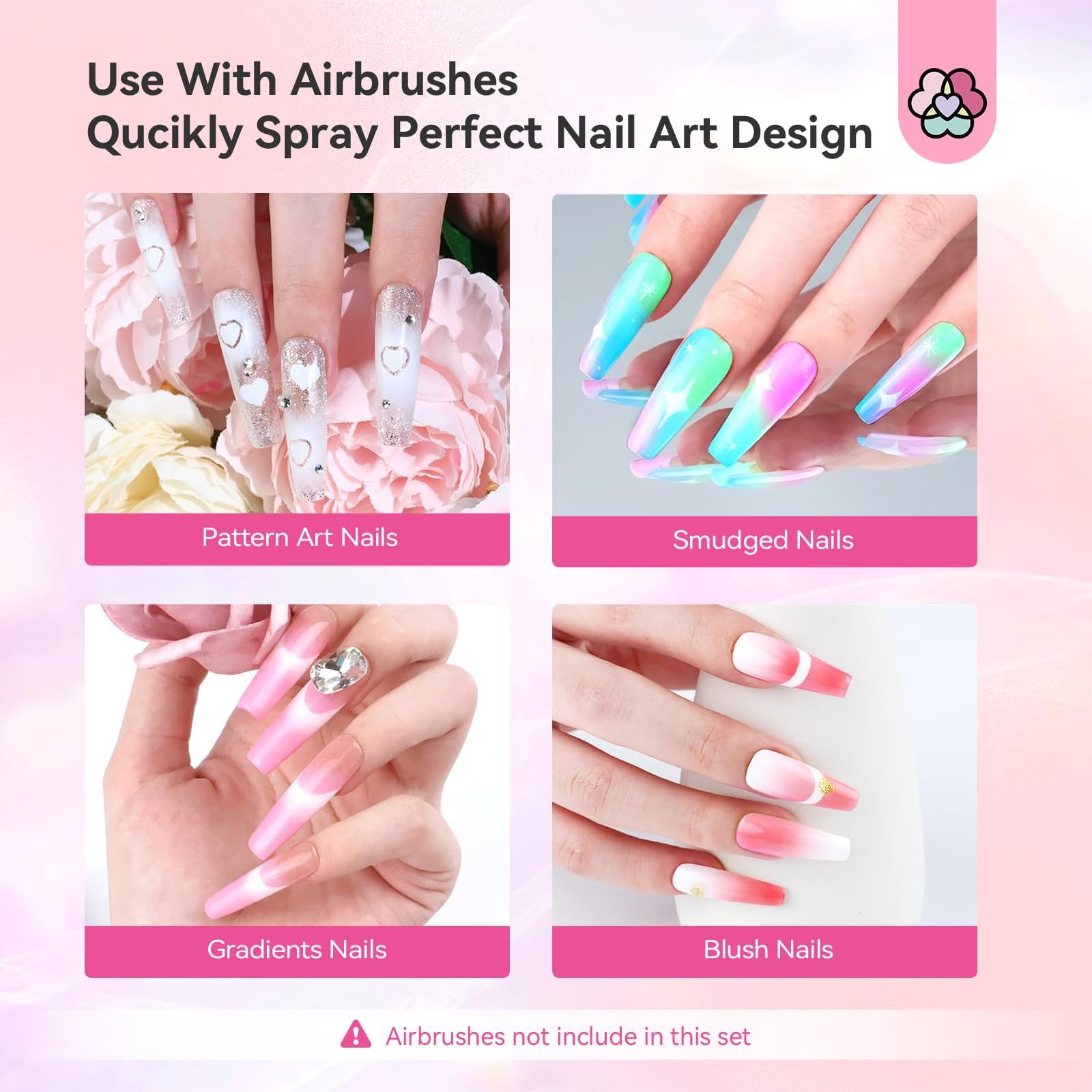 SAVILAND Airbrush Gel Nail Polish 12 Vitality Colors Non-Acetone Nail Art Set Fi