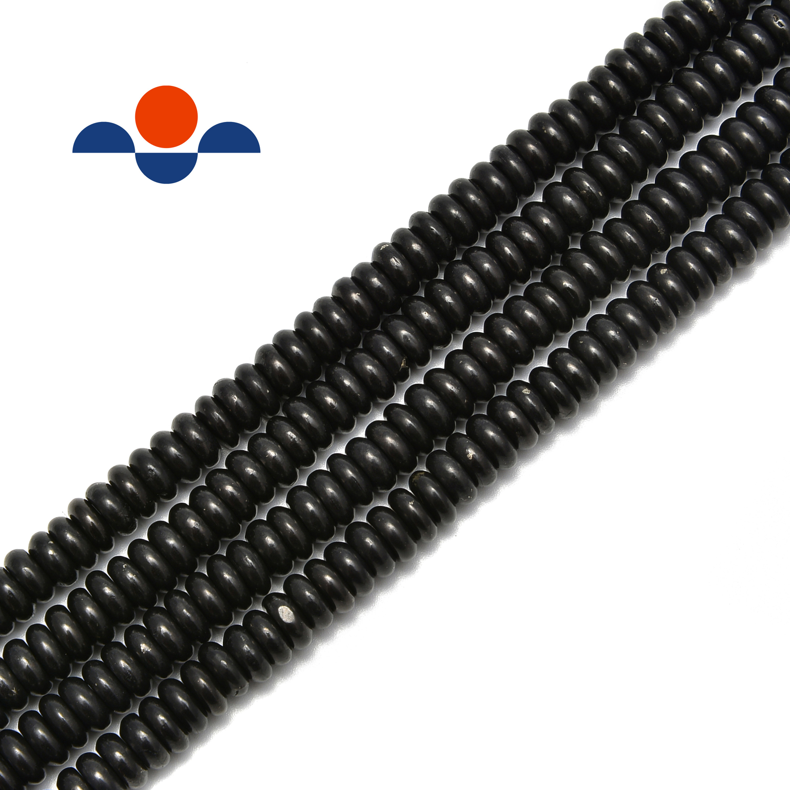 Natural Shungite Smooth Rondelle Beads 3x8mm 4x10mm 15.5″ Strand