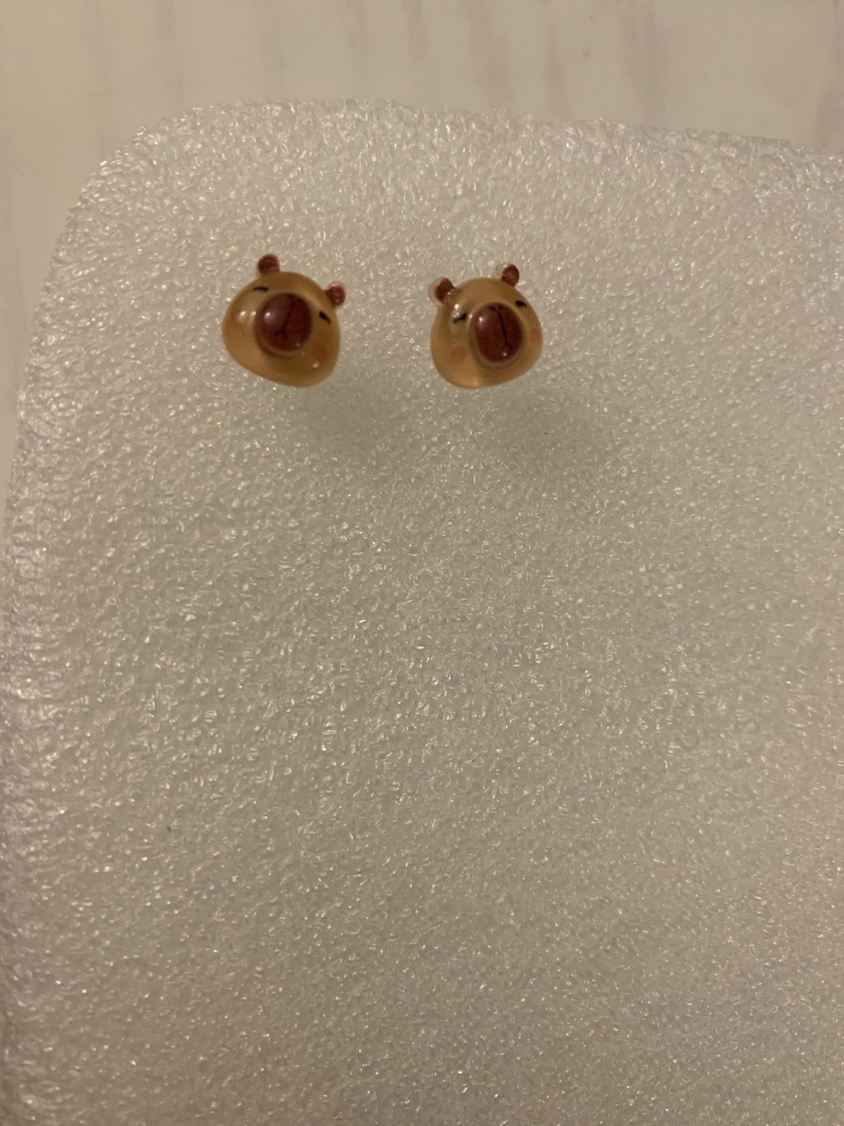 Cute Capybara Face Resin Stainless Steel Post Stud Earrings