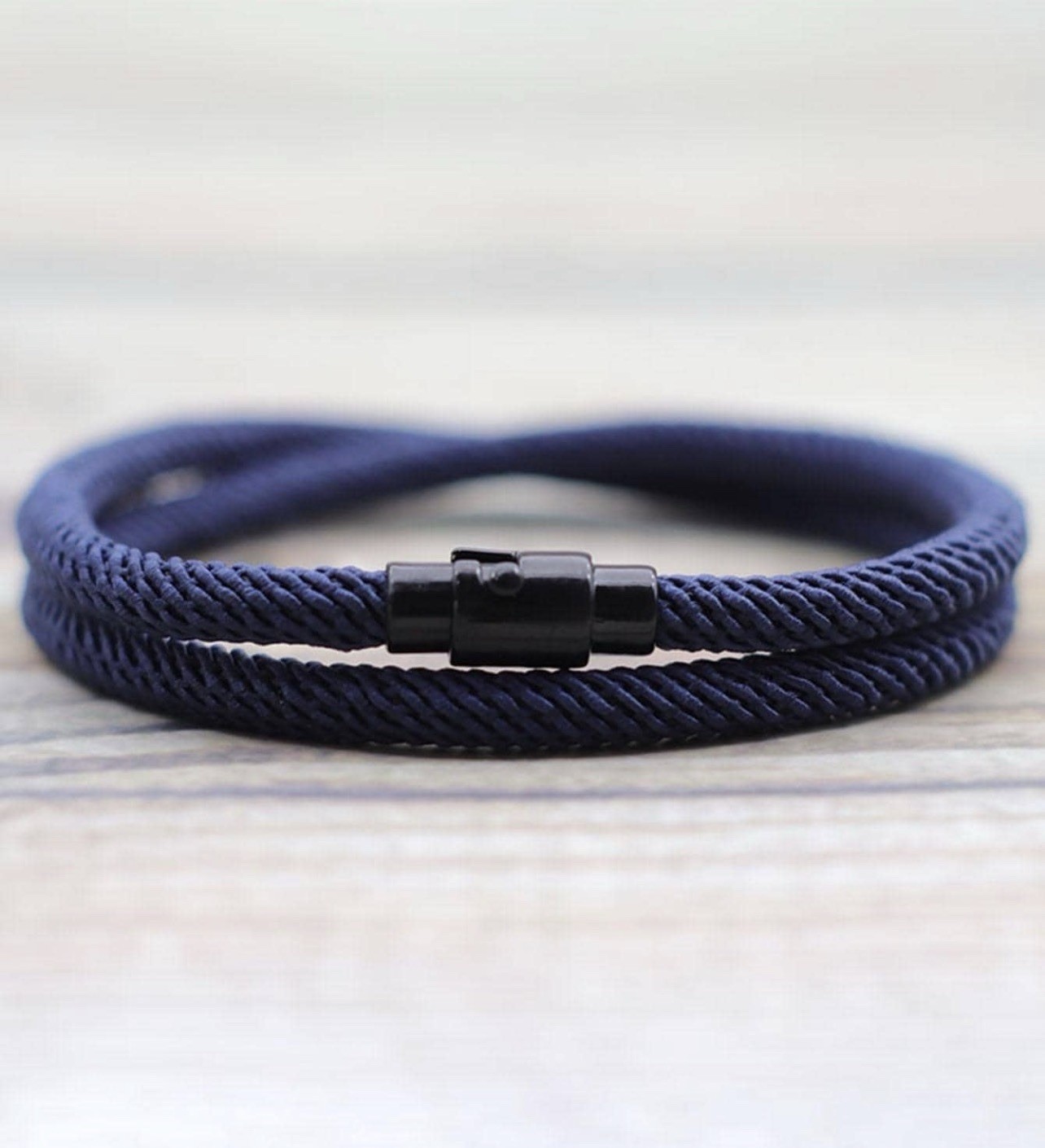 Men’s Double-Layer Survival Bracelet, Navy Blue, 4 mm / 19.5 cm