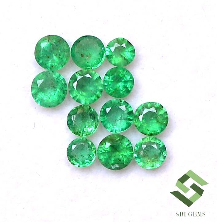 3 mm To 4 mm Natural Emerald Round Cut Lot 12 Pcs 2.12 CTS Untreated Loose Gems