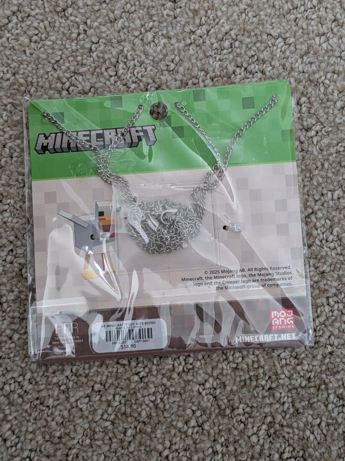 Minecraft Steve And Alex Best Friend Necklace Set Friends Heart New On Card
