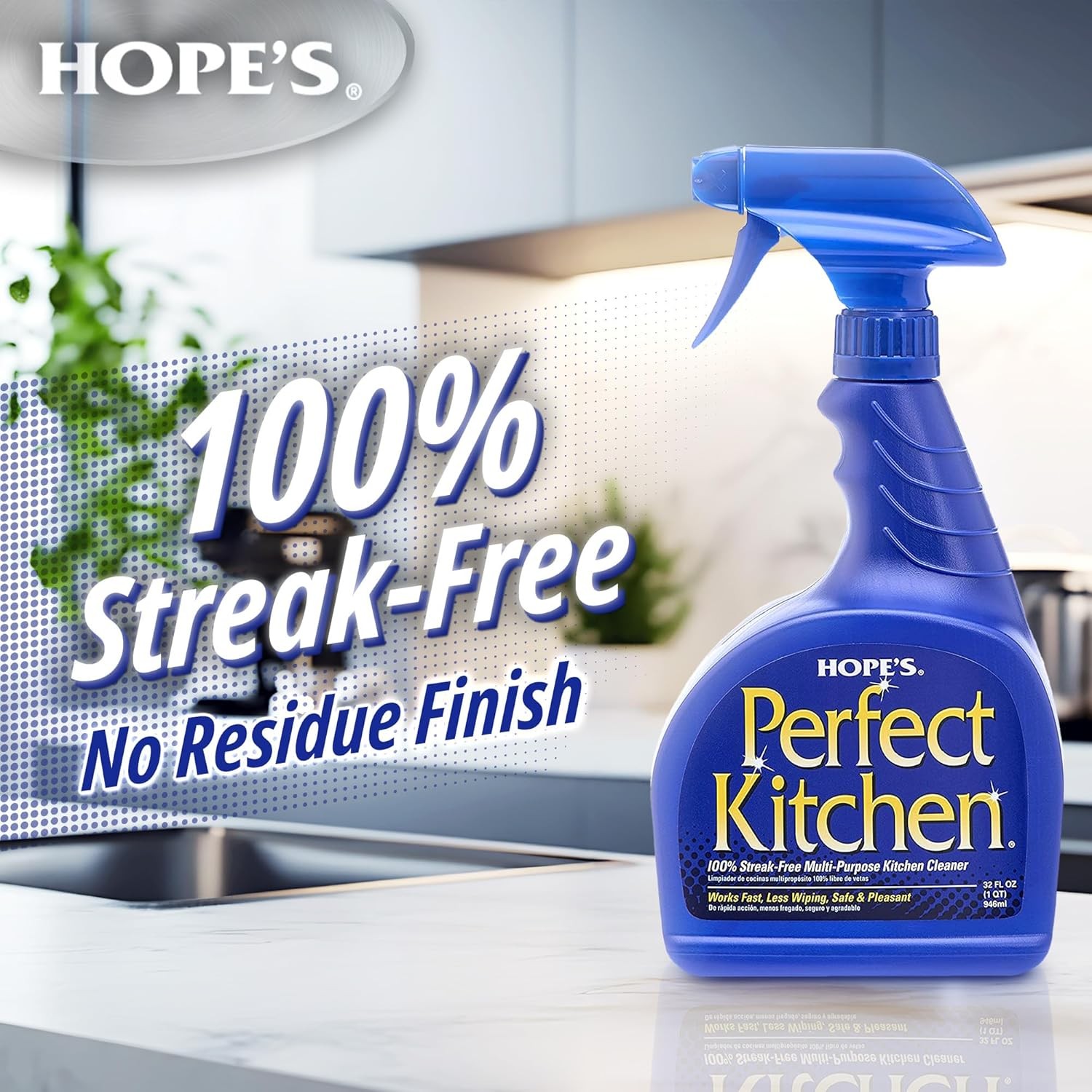 HOPE’S Perfect Kitchen Cleaner Spray – 32 Oz No-Residue All Purpose Cleaning…