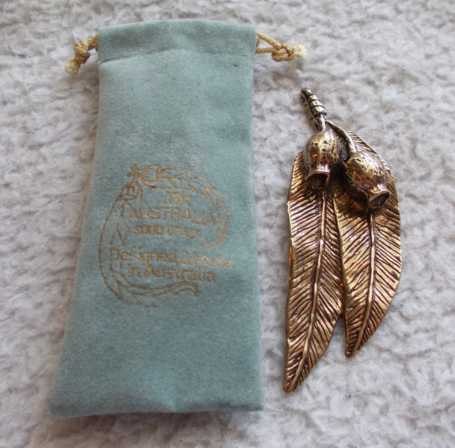 Leaf Brooch Solid Brass by JJK Made in Australia with original case 3.54″ inches