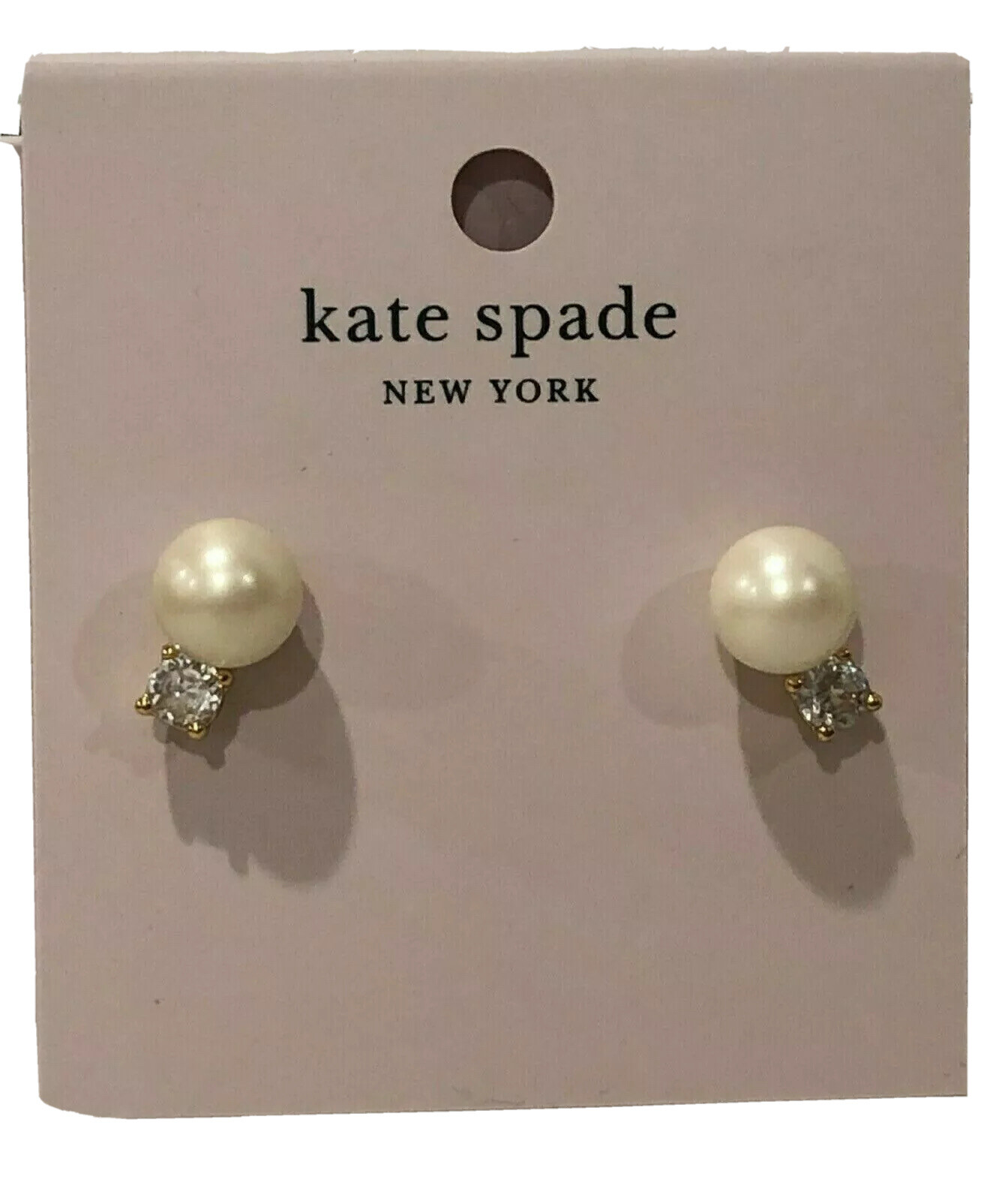 New KATE SPADE Pearls of Wisdom Studs Pearl and Chrystal Gold Plated w/ Dust Bag