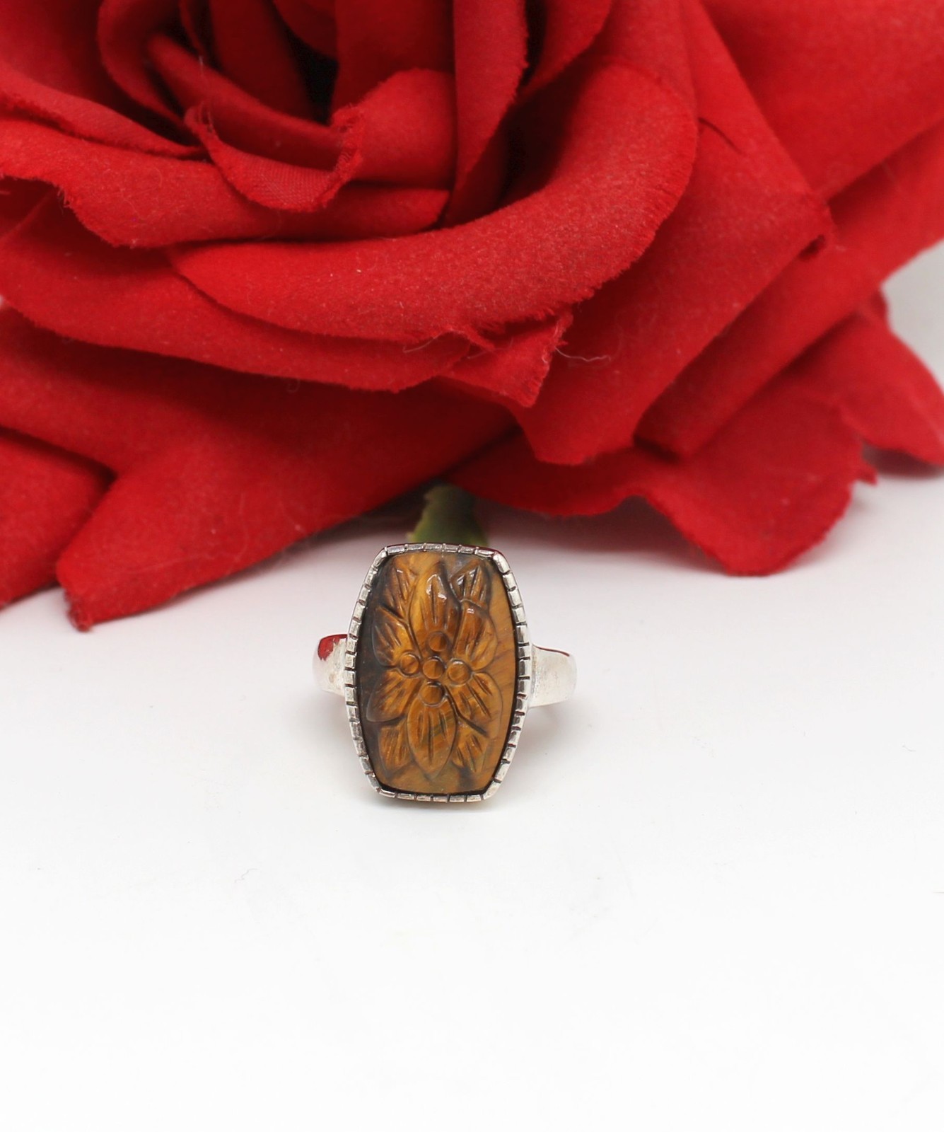 Sterling Silver Whitney Kelly Tigers Eye Ring Size 7 7.83g CAT RESCUE