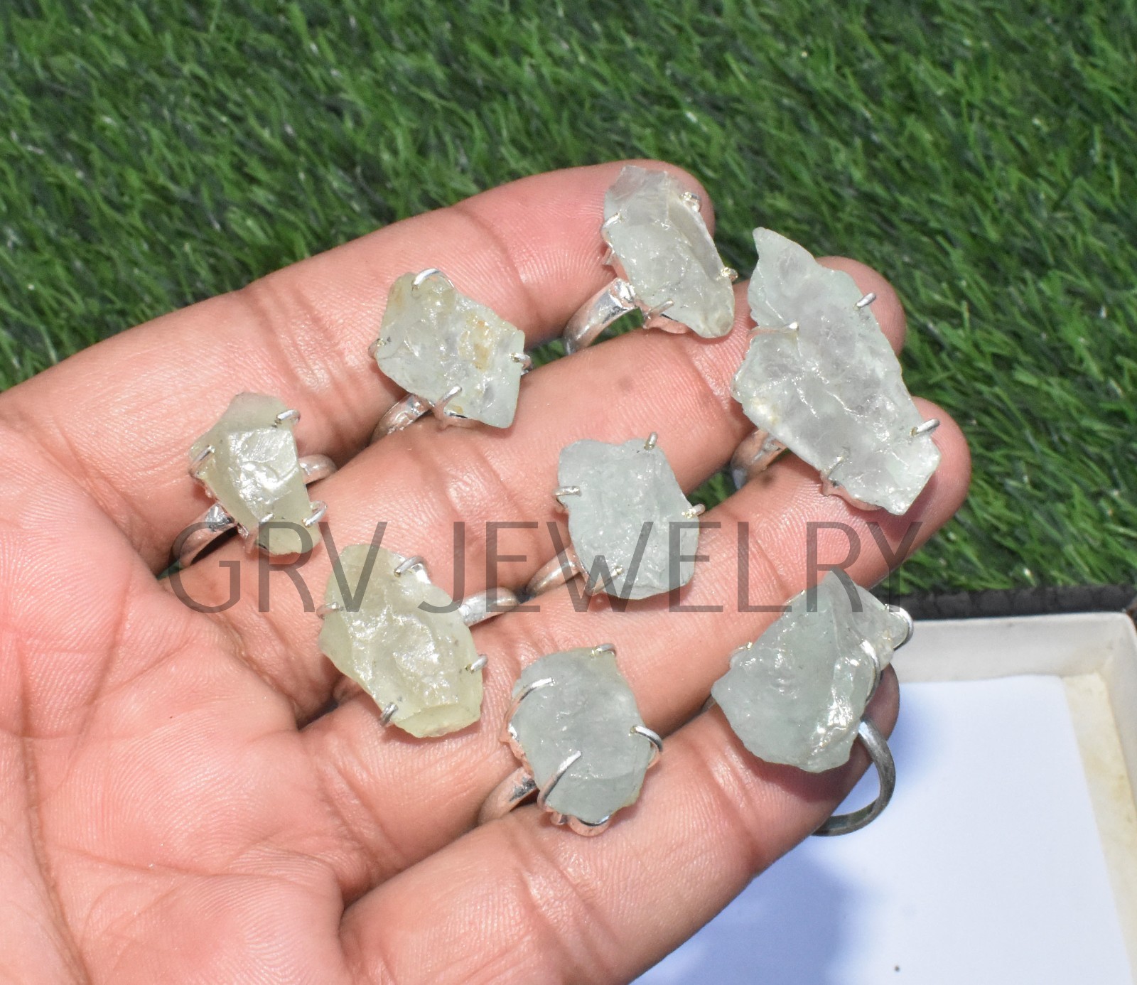 1-500 Pcs Rough Aquamarine In Wholesale Rings Lot Bulk: Silver Plated Whr-77