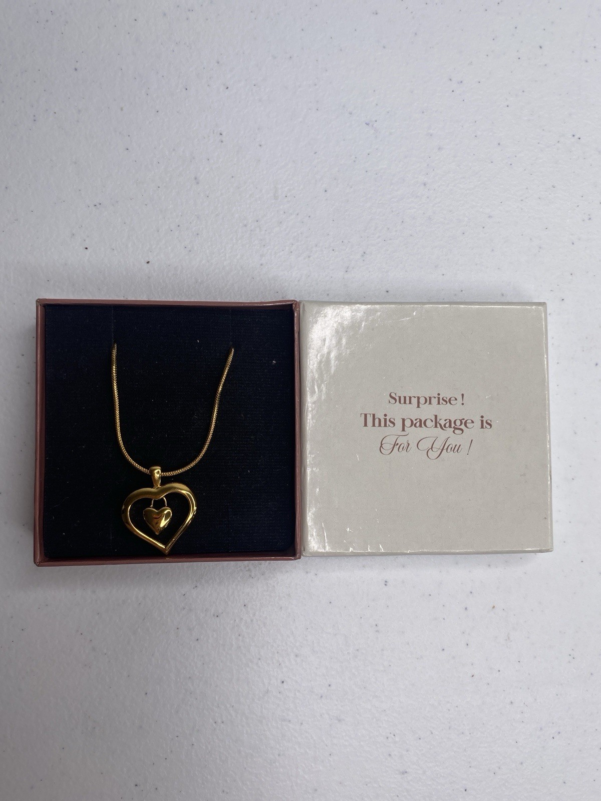 12K Gold Filled Heart Pendant Necklace 1/20 GF Gift Box New