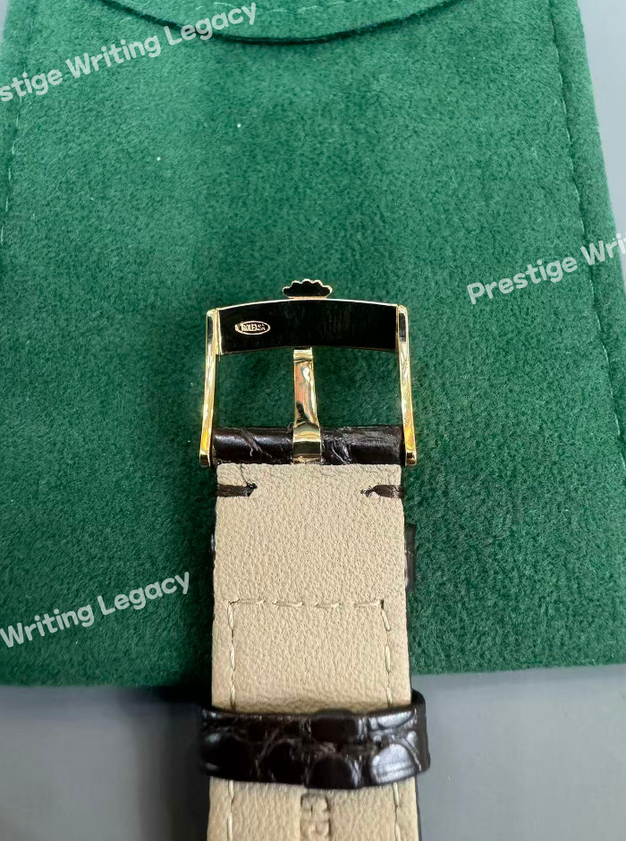 ROLEX Brown Crocodile Leather Band 𝐑𝐎𝐋𝐄𝐗 Buckle – NOS Gold Plated 20-16-4mm