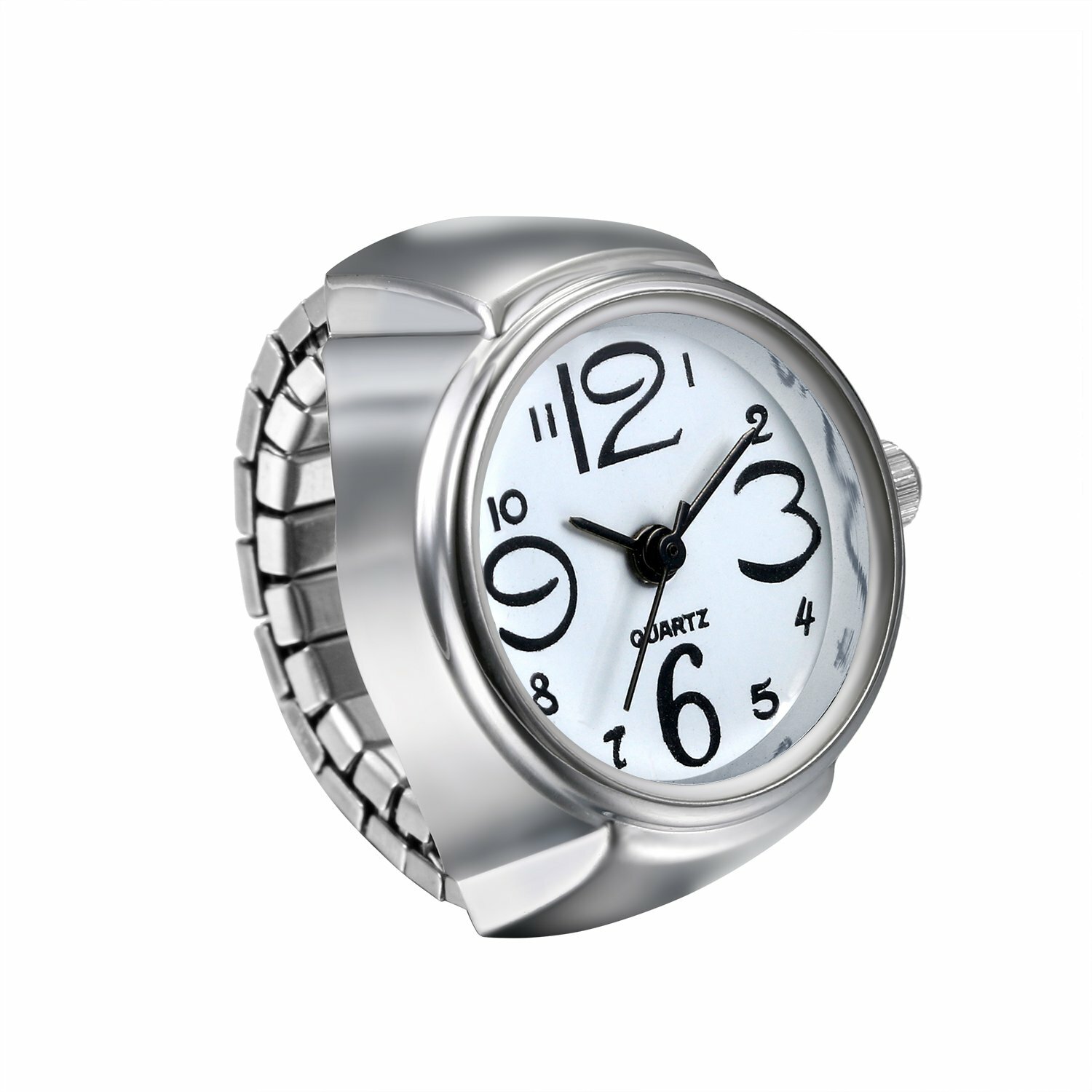 Ring Watch Analog Quartz Watch Dial Elastic Band Creative Finger Watch Men Women