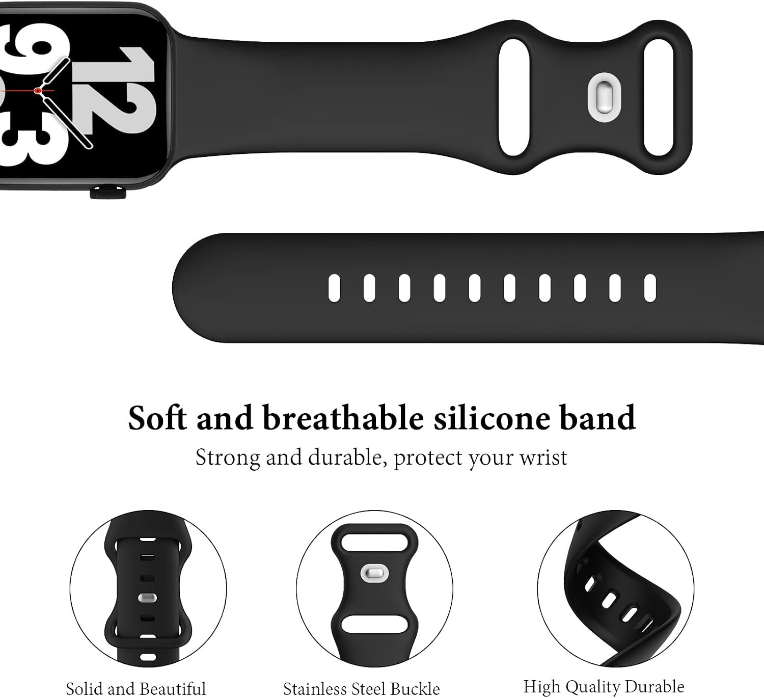 6 Pack Sport Silicone Bands Compatible with Apple Watch Band Women Men | Soft St