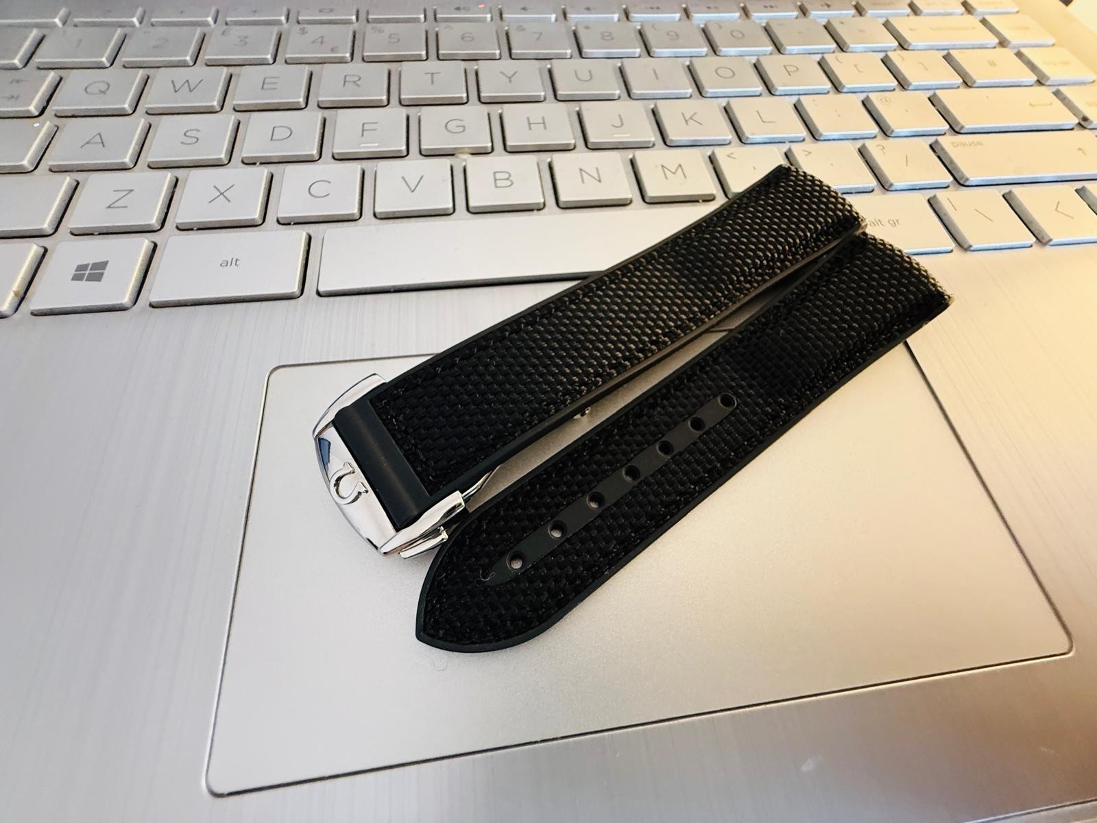 22mm omega seamaster rubber nylon Watch Strap Deployment black