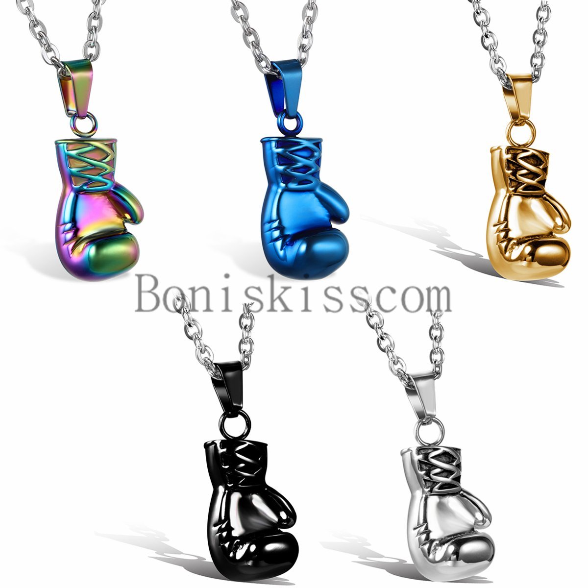 Rocky 3D Boxing Glove Charm Stainless Steel Men’s Pendant Necklace 22inch Chain