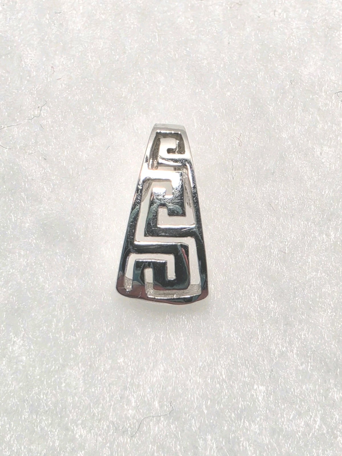14k White Gold Dainty Greek Key Design Minimalistic Pendant 13mm long no chain