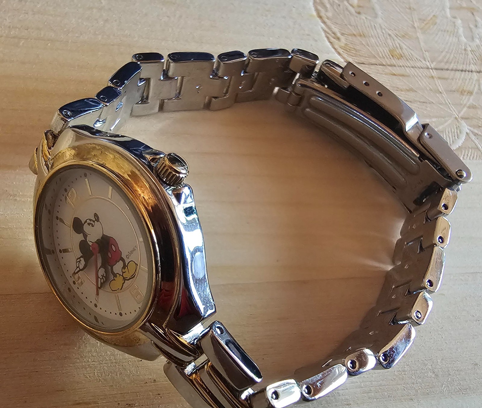 Disney Mz Berger Watch Co. Mickey Mouse Unisex 2-Tone Bracelet Watch In Tin