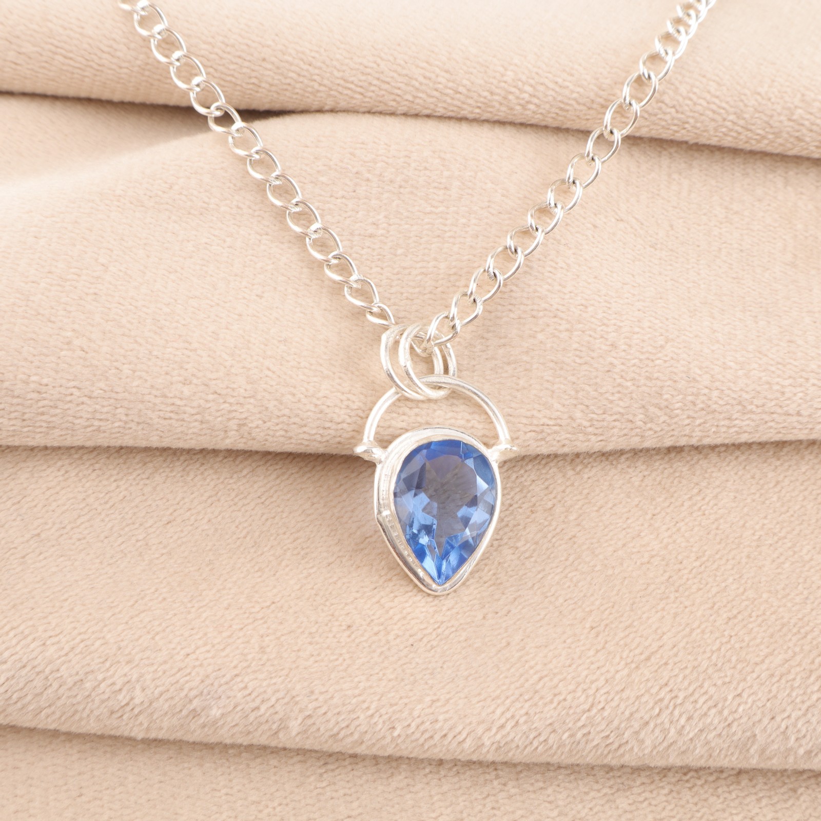 925 Sterling Silver Pear Natural Tanzanite Wedding New Year Wife Pendant Jewelry