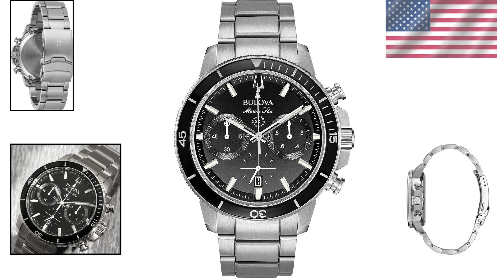 Elegant Men’s Marine Star 6-Hand Chronograph with Black Dial – Nautical Style