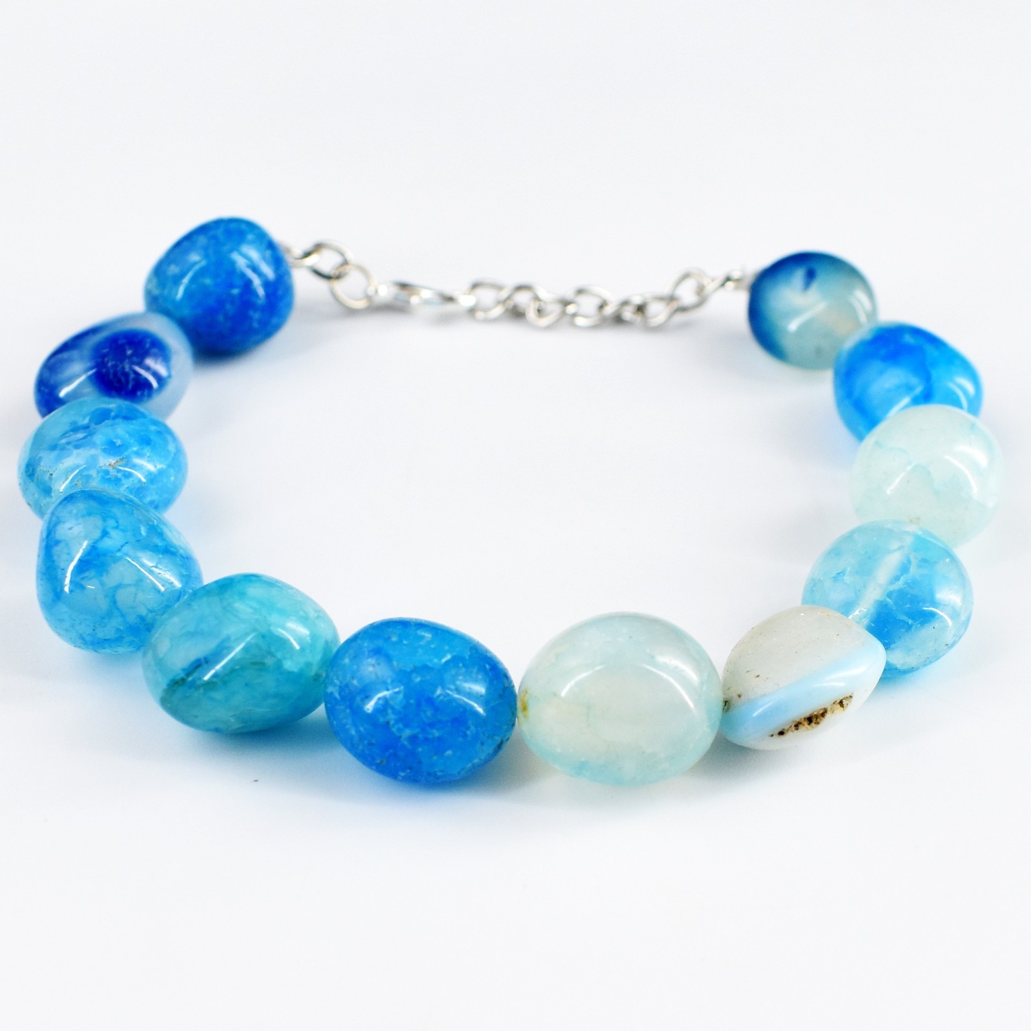 Absolutely Fantastic Blue Onyx 190.00 Cts Beaded Excellent Bracelet RK 50 E766