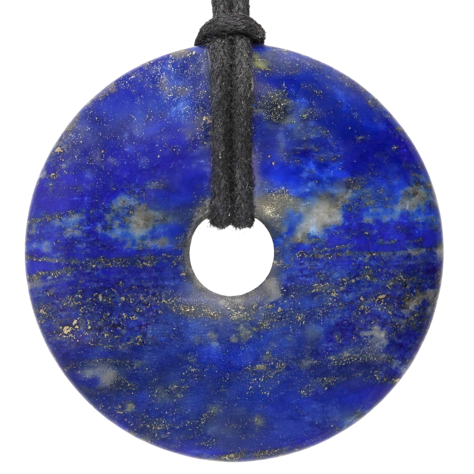 Lapis Lazuli Donut 40mm Pendant with Cotton Ribbon | Gemstone Jewellery