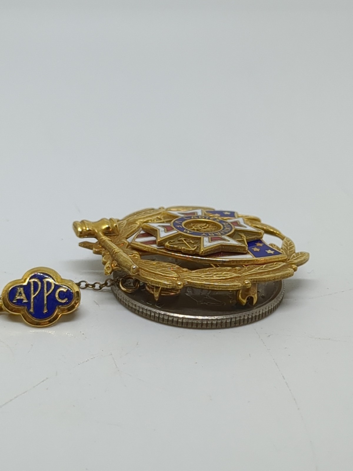 Vintage 1/5 10k Gold Filled GF Ladies Auxiliary VFW Brooch
