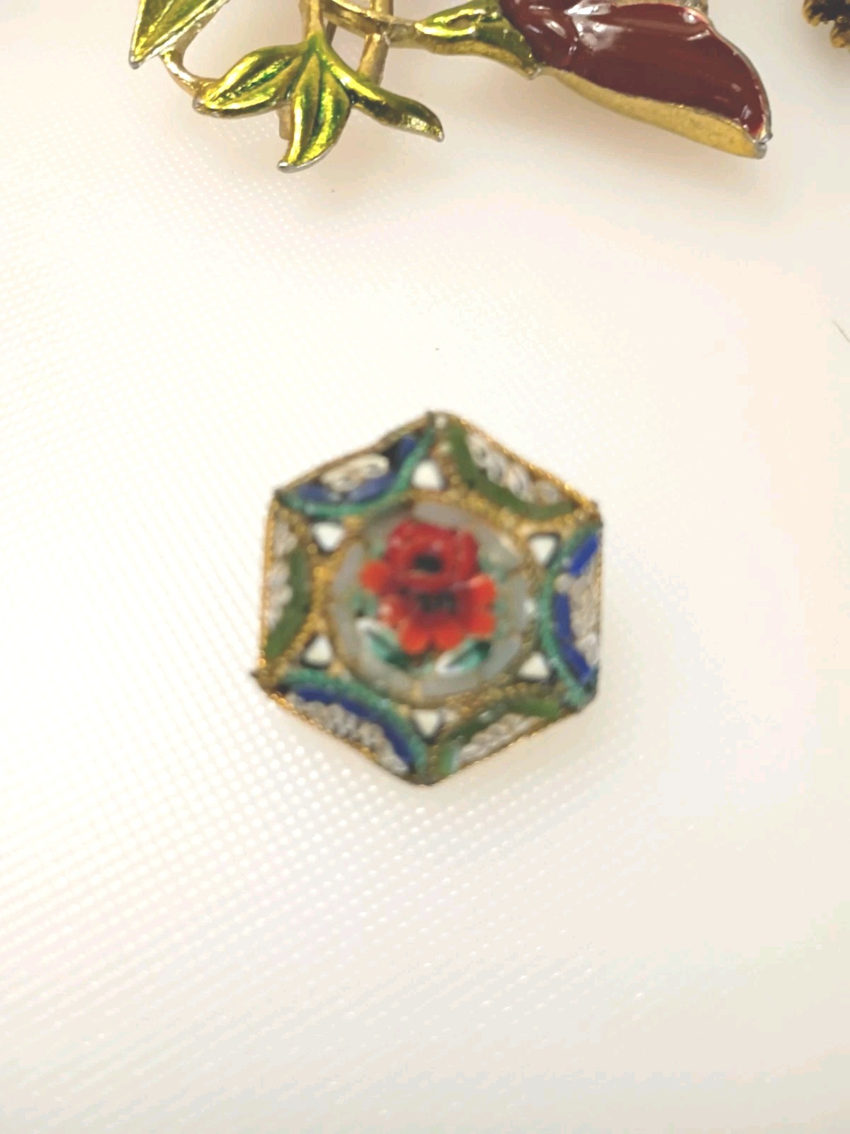 Vintage To Current Brooches Lot of 6 Rhinestone Glass Enamel Paint Gold Fill