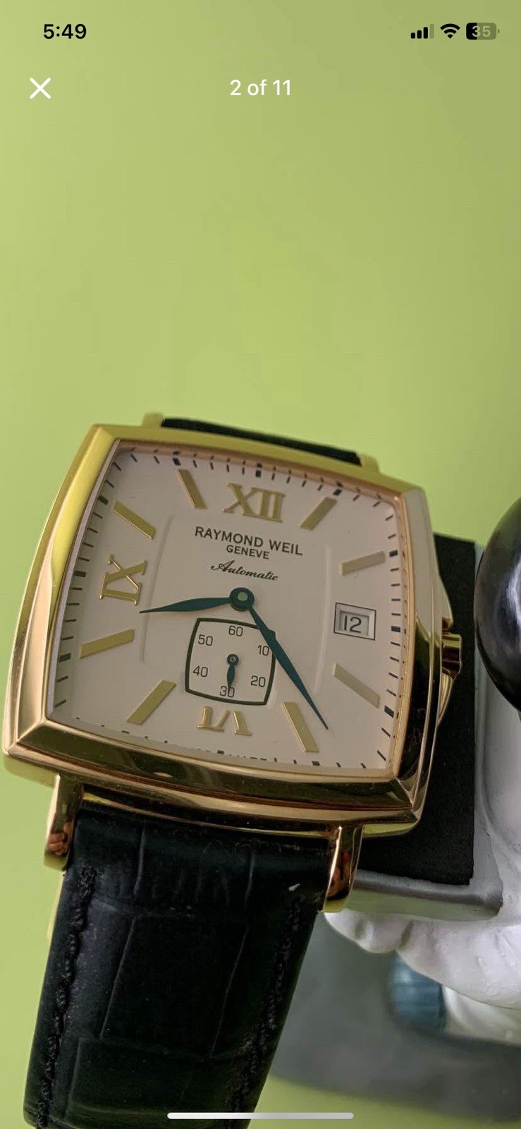 Raymond Weil Tradition Gold Plated Cream Dial Small Second Blue Hands Swiss